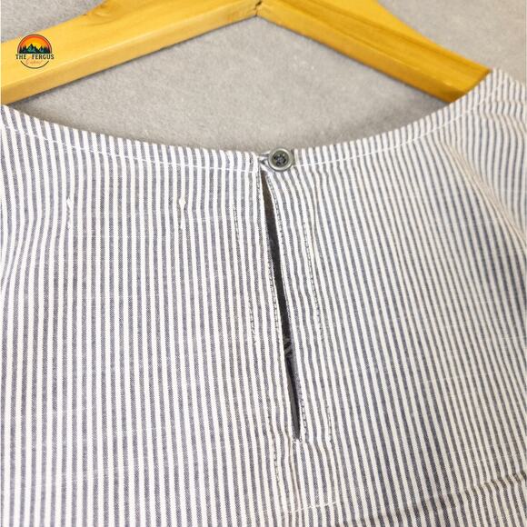 Susina Blouse Top Blue White Boho Striped Round Neck Bell Sleeve Women's Size 1X - Picture 9 of 10